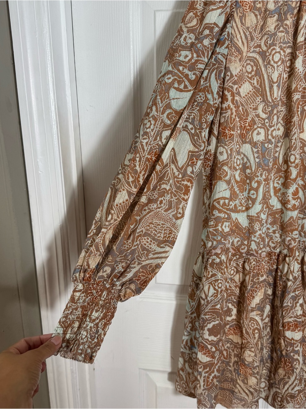 Ulla Johnson Maja Dress Size 4 Boho Mini Metallic Paisley - Picture 11 of 15